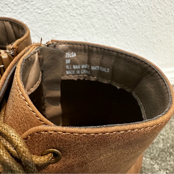 Sugar Brown Lace-Up Peep Toe Ankle Booties- Size 8 - Picture 9 of 9